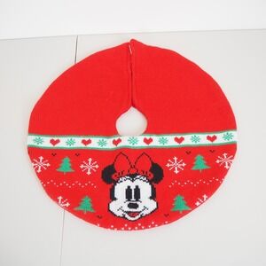 Disney Holiday Minnie Mouse Small Knit Tree Skirt‎ 17" Christmas Snowflake